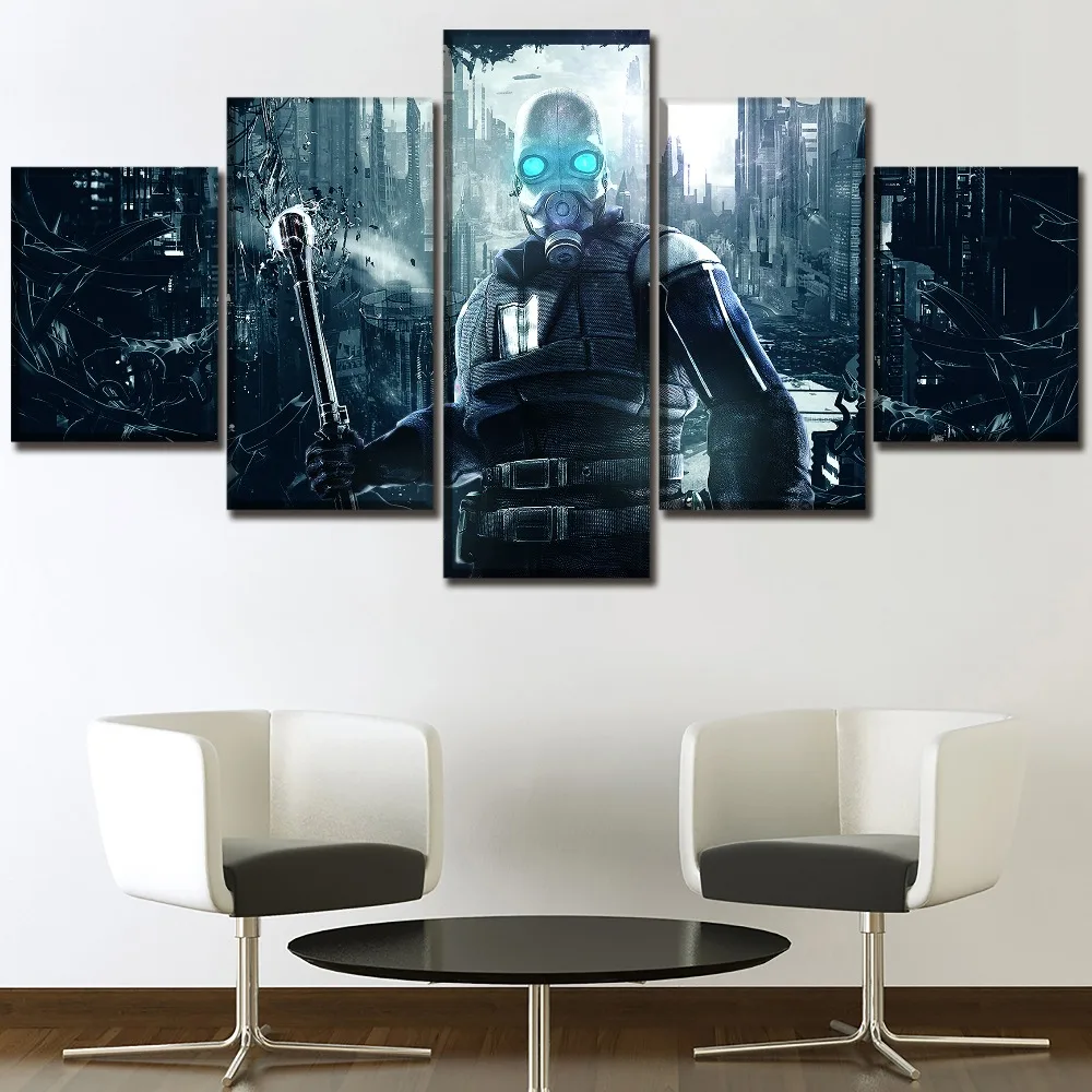 

Modular Pictures Canvas Wall Art Home Decor Painting HD Print 5 Piece Game Half-Life Masks People Poster Living Room Framewowrk
