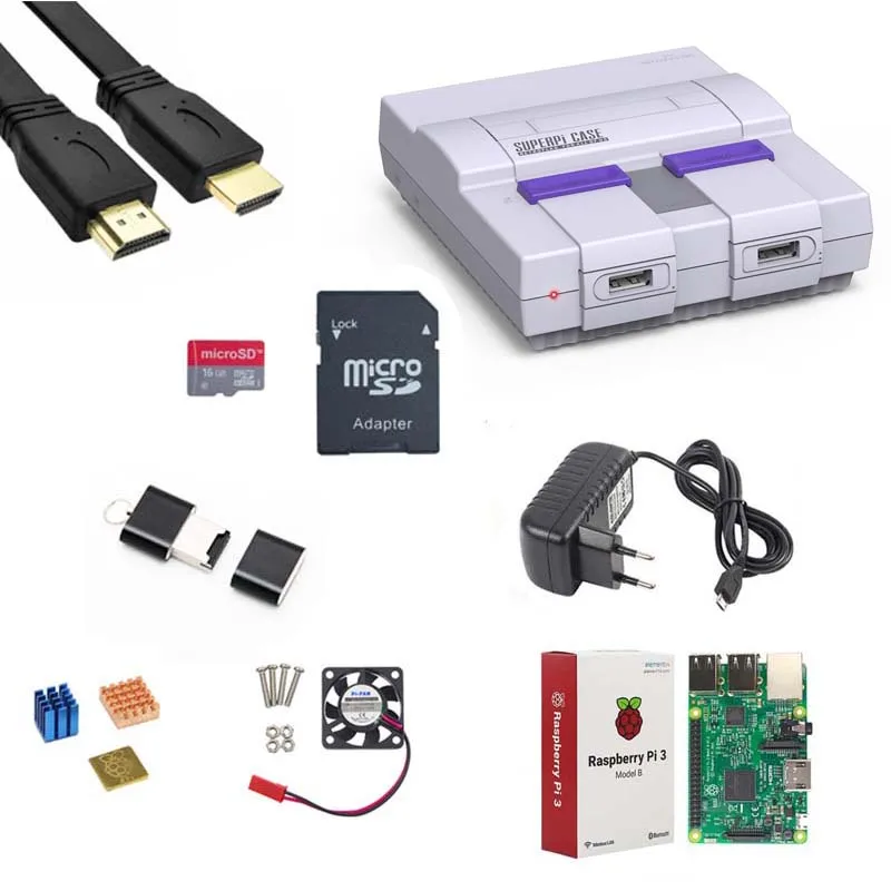 Retroflag SUPERPi CASE U корпус NESPi + Raspberry Pi 3 Model B/B Наборы 5 V 3A Мощность теплоотвод вентилятор