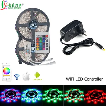 

BOLEDENGYE RGB5050 30led/m flexible ribbon band tape led 5M 10M strip light full kit+WiFI controller