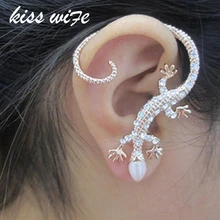 Brincos 2018 New Fashion Accessories Rhinestone Ear Cuff Earrings Elegant Exaggerated Gekkonidae Lizard Hot Sale Stud