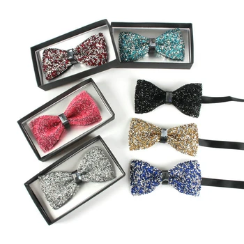 

New Bow Tie Crystal Bling Butterfly Necktie Knot For Men Wedding Banquet Feast Club Party Bridegroom Shinning Bow tie Bow Tie