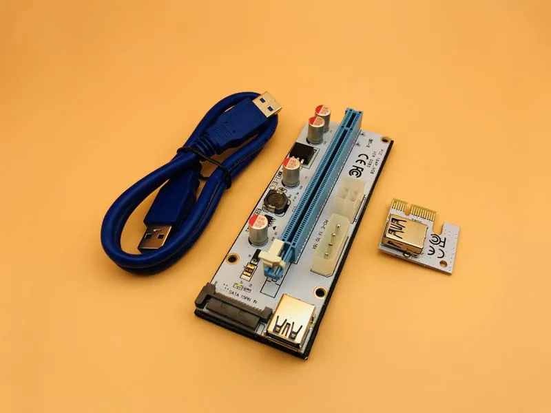 

Адаптер PCI-E для майнинга Antminer, 10 шт., 3 в 1, 008s, 4pin, Molex 6pin, SATA, 60 см, PCIE 1x в 16x, PCI Express