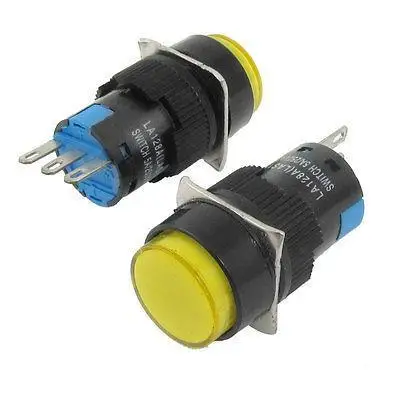 2 Pcs AC 250V 5A Amps Yellow Momentary 1NO 1NC Push Button Switch | Обустройство дома