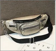 Модная женская поясная сумка на пояс, Кожаная поясная сумка на плечо, нагрудная сумка для путешествий, сумка для телефона, сумка для путешествий, карман на молнии, сумка унисекс - Цвет: Серебристый