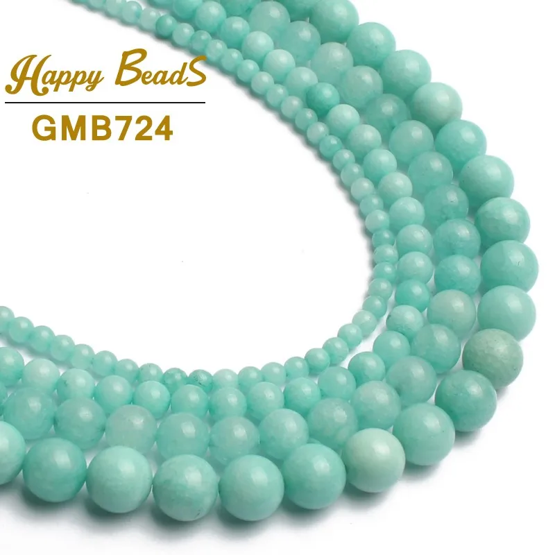 

Natural Blue Amazonite Stone Beads Round Loose Beads For Jewelry Making 15"Strand 4 6 8 10 12mm DIY Bracelet Necklace Wholesale