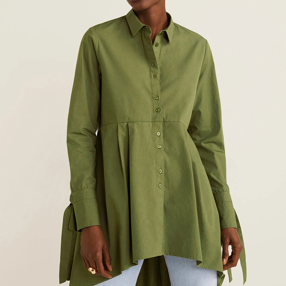 

2019 za actumn women's fashion v-neck oversized LINEN cotton blouses knotted sleeve shirts for girls XS S M L