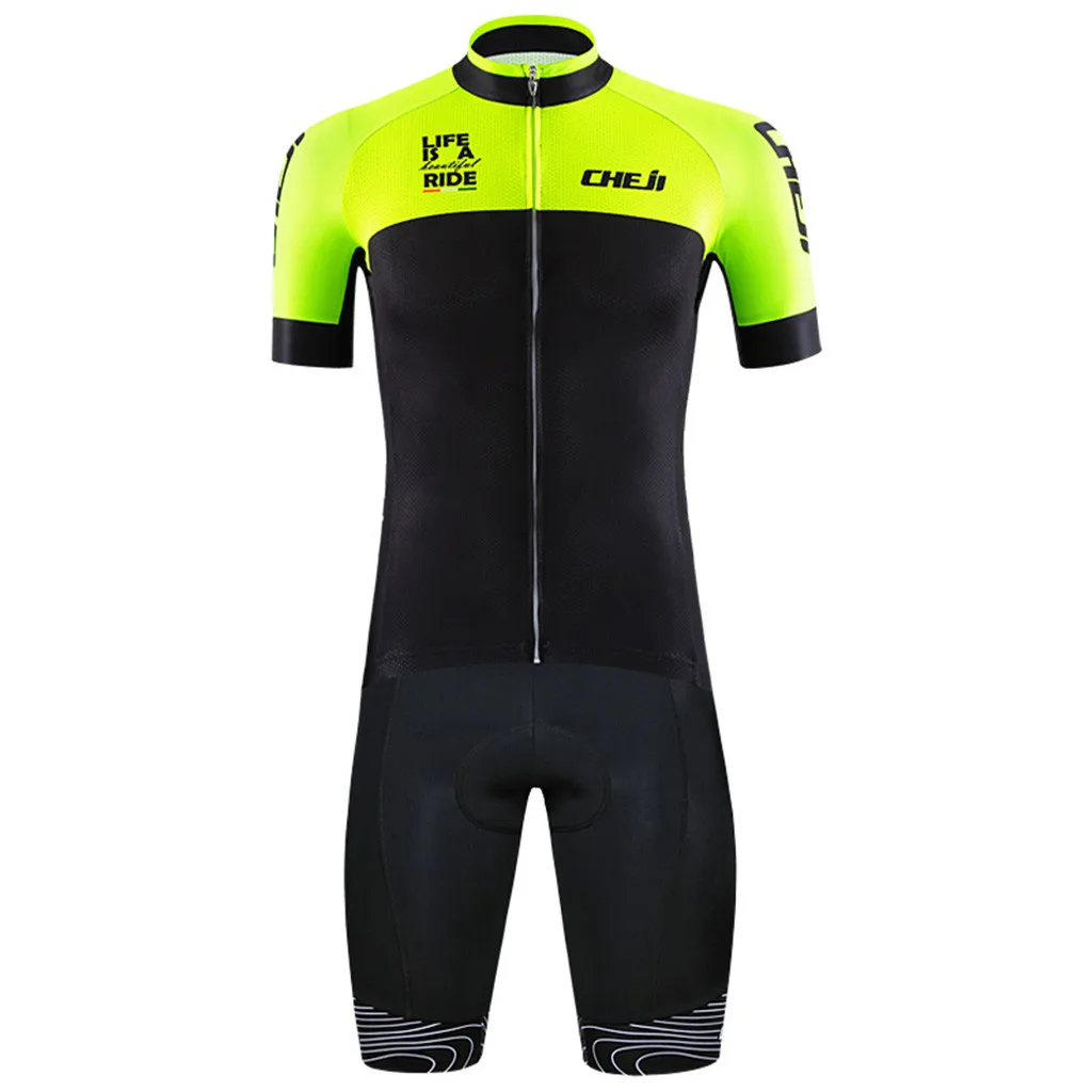 

CHEJI Sports Men's Cycling Suit MTB Bike Bicycle Sports Clothing Short Sleeves Jersey Shorts Wear Suit New Sponge Pants Pad N20