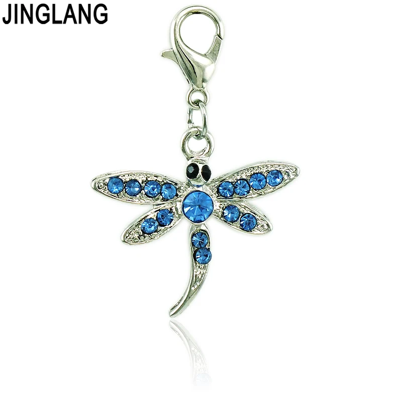 JINGLANG микс распродажа модный плавающий кулон Синие стразы животное застежка
