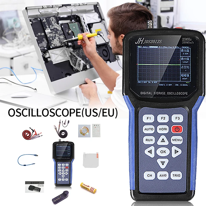 Jinhan JDS2012S портативный цифровой осциллограф и 6000 отсчетов цифровой мультиметр, 25 МГц 200MSa/s