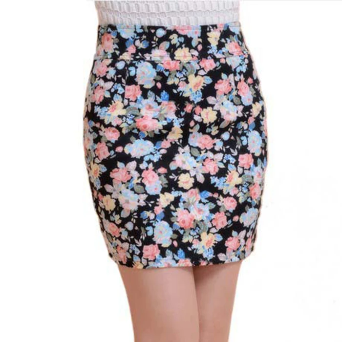Summer Women Skirts 3 Colors Flower Full Print Sexy Pencil Short Skirts