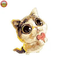 Diy Цифровая живопись декоративные картины кот милые животные любовь большая картина с рисунком глаз по номерам