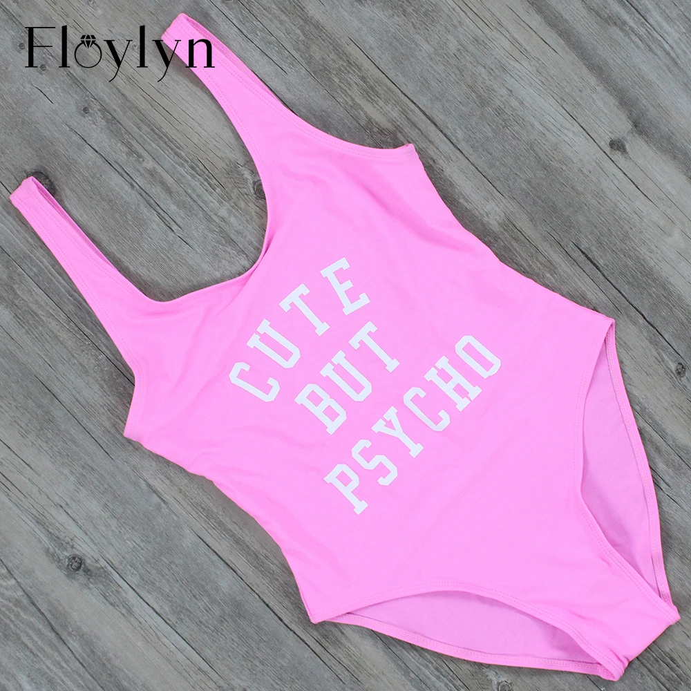 

Floylyn Letter Printed Classice High Cut One-Piece Swimsuit Sexy Women One Piece Swimwear