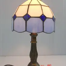 20 см современная Минималистичная маленькая настольная лампа, средиземноморская синяя стеклянная декорированная спальня с прикроватным шкафом