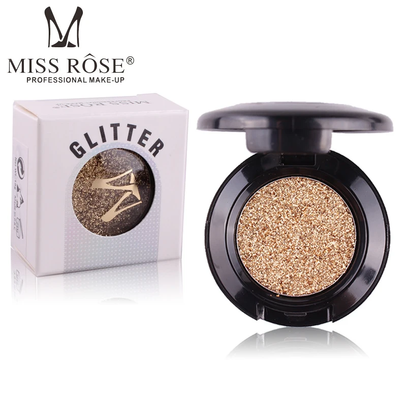 

MISS ROSE Glitter Beauty Pressed Single Color Eyeshadow Palette Diamond Rainbow Make Up Cosmetics Long Lasting Eye Shadow Tint