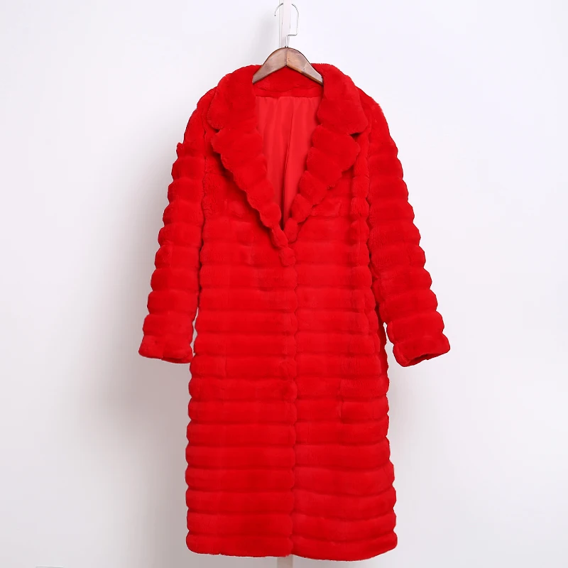 topfurmall Lf4129 blue Lady Femmes Veste Hiver Black Manteaux Survêtement Rex Réel Fourrure Manteau Taille red 3xl Lapin Col De Renard Vêtement Plus UU1qrdw