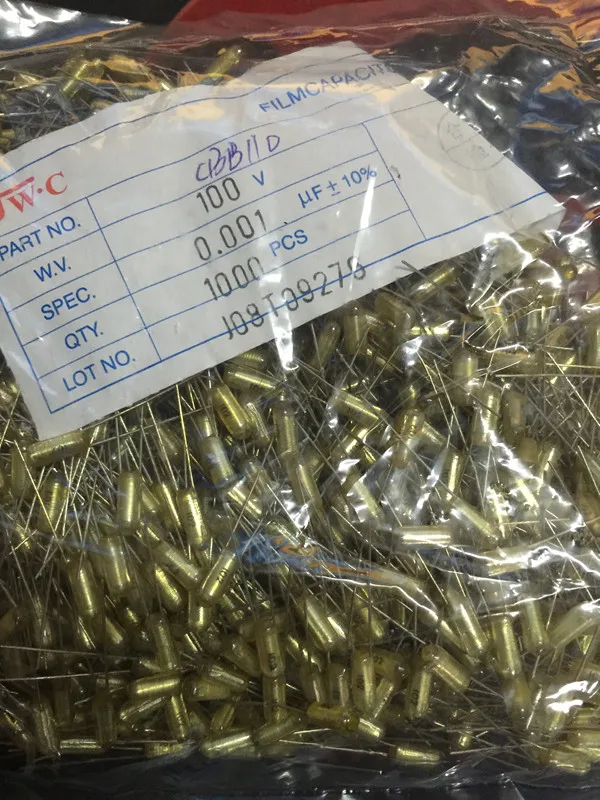 Оригинальный новый конденсатор из 100% полистирола CBB11D 100 в 1000PF 102J пленочный