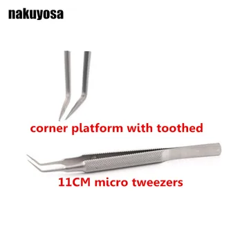 

corner platform with toothed tweezers stainless microsurgical ophthalmology instruments 11cm microscopic tweezers forceps