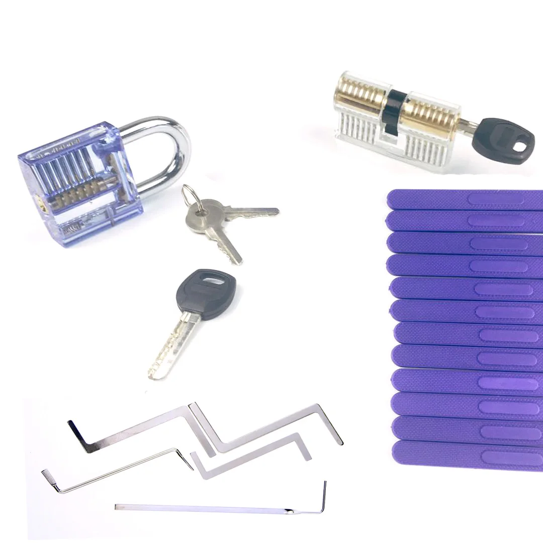 

Free Shipping 2019 Great Locksmith Training Set with 2pcs Transparent Lock,17pcs Broken Key Extractore Picking Set