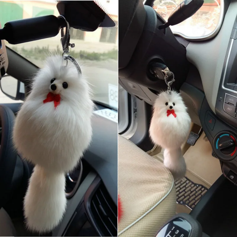 Hot Sale New Cute Furry Real Fox Fur Ball Keychain Fluffy Keychain Car