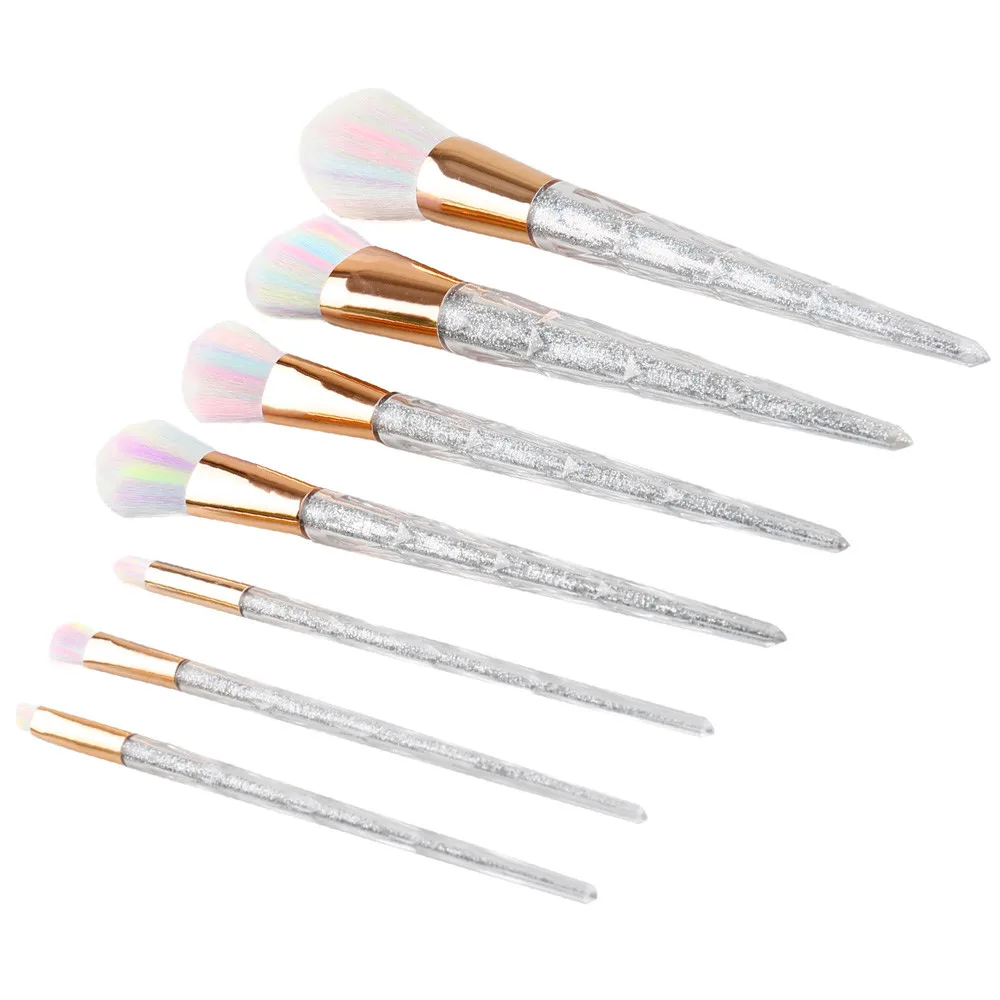 

7 PCS Make Up Foundation Eyebrow Eyeliner Blush Cosmetic Concealer Brushes Diamond Makeup Brushes Unicorn Set