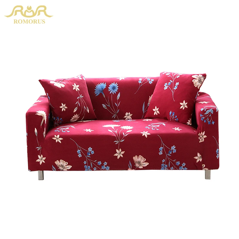 

ROMORUS Morning Glory Elastic Sofa Cover 2017 Sofa Slipcovers Red Modern Art Spandex Slipcover Washable Universal Couch Cover