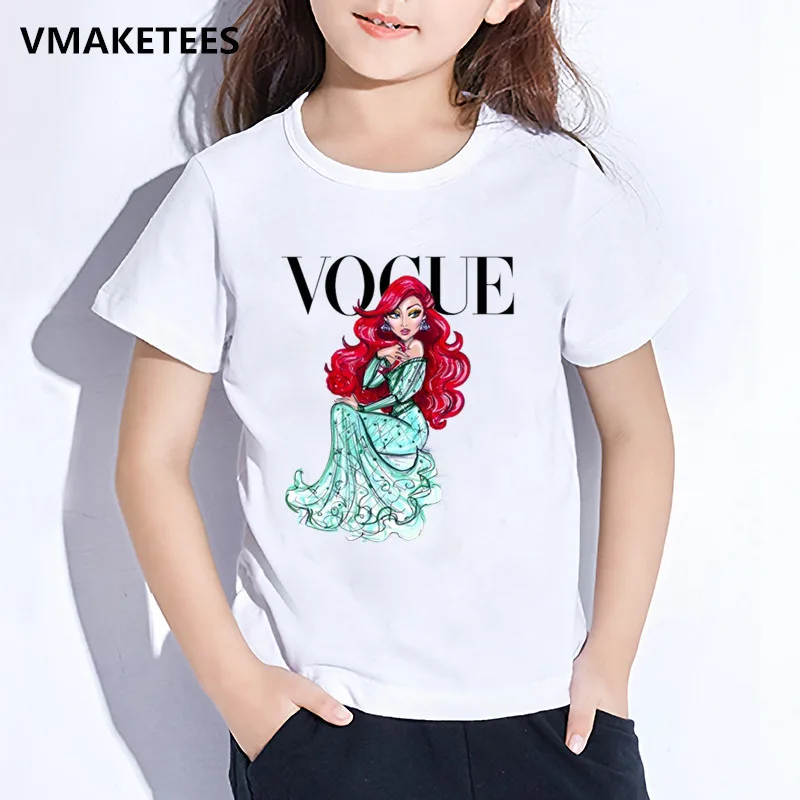 Kids Summer Short Sleeve Girls& Boys T shirt Harajuku VOGUE Princess Print Children's T-shirt Casual Funny Baby Clothes,HKP5209