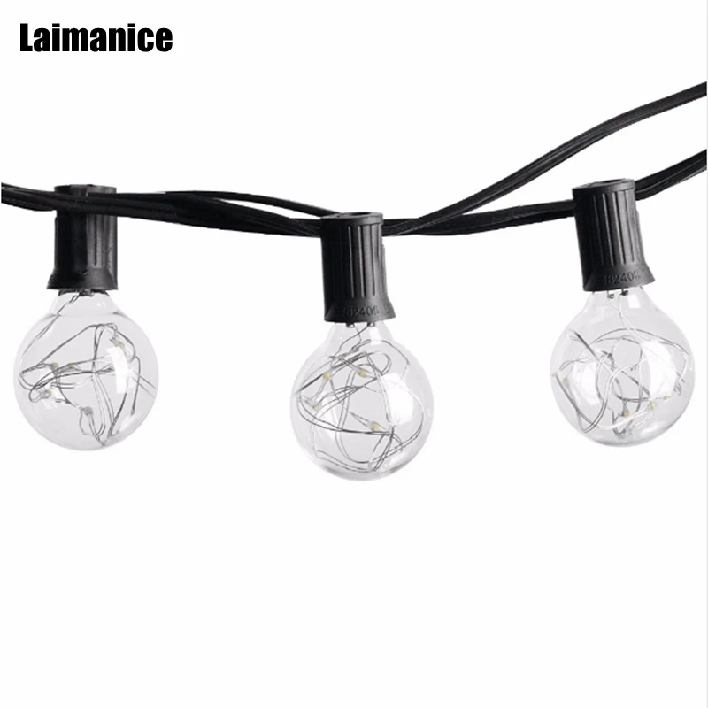 

New 110V/220V 25FT G40 Globe string lights outdoor 25LED patio lights vintage bulbs COPPER WIRE for holiday garden wedding party