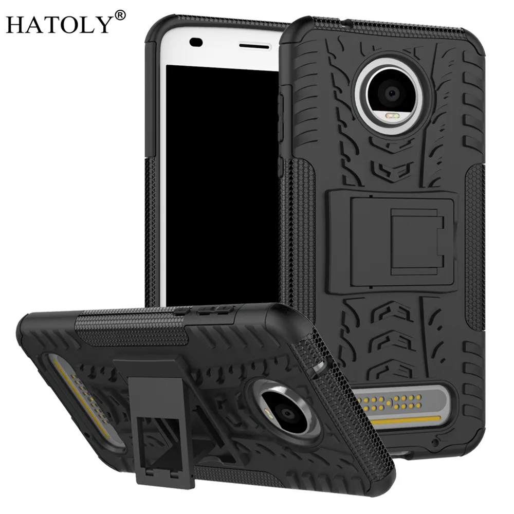 

HATOLY For Cover Motorola Moto Z2 Play Case For Moto Z2 Play 5.5" Armor Silicone Hard Plastic Case with Holder Stand]
