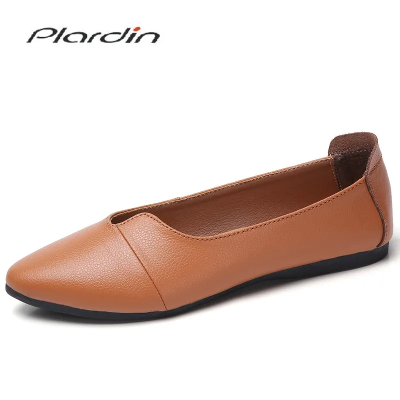 

Plardin New Handmade Leather Women Light shoes Sewing Flats Moccasins Loafers Ballet Flats Women Comfortable Soft Casual Shoes