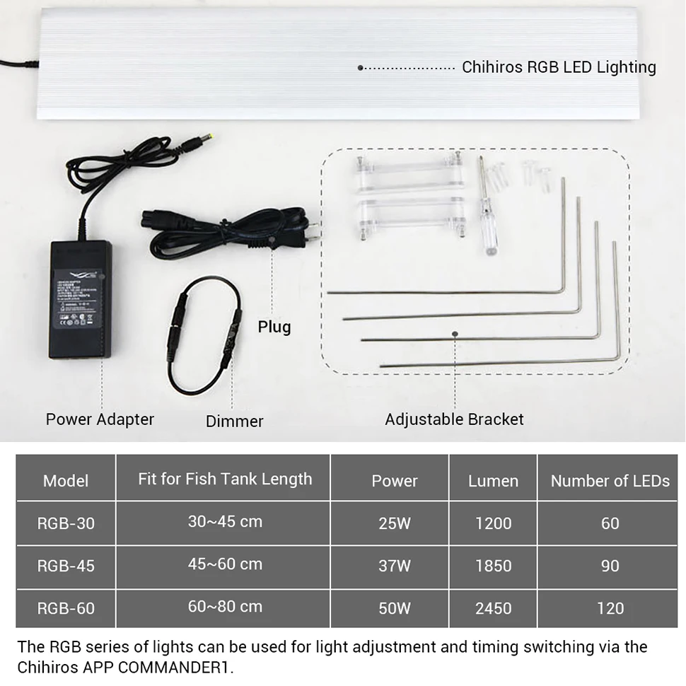 Chihiros RGB аквариум светодиодный светильник полный спектр светильник ing для водных растений яркость регулируемая для 30-120 см бак