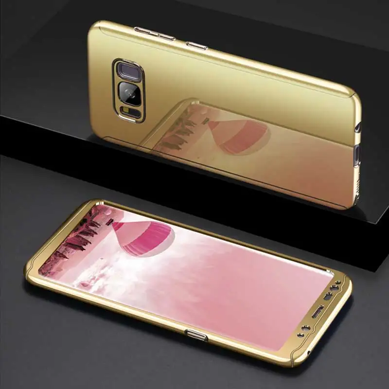 360 Полный зеркальный чехол для Galaxy S8 Plus s8Plus s9plus note8 9 тонкий жесткий чехол для задней крышки для samsung Galaxy S8 S8 Plus чехол s - Цвет: gold