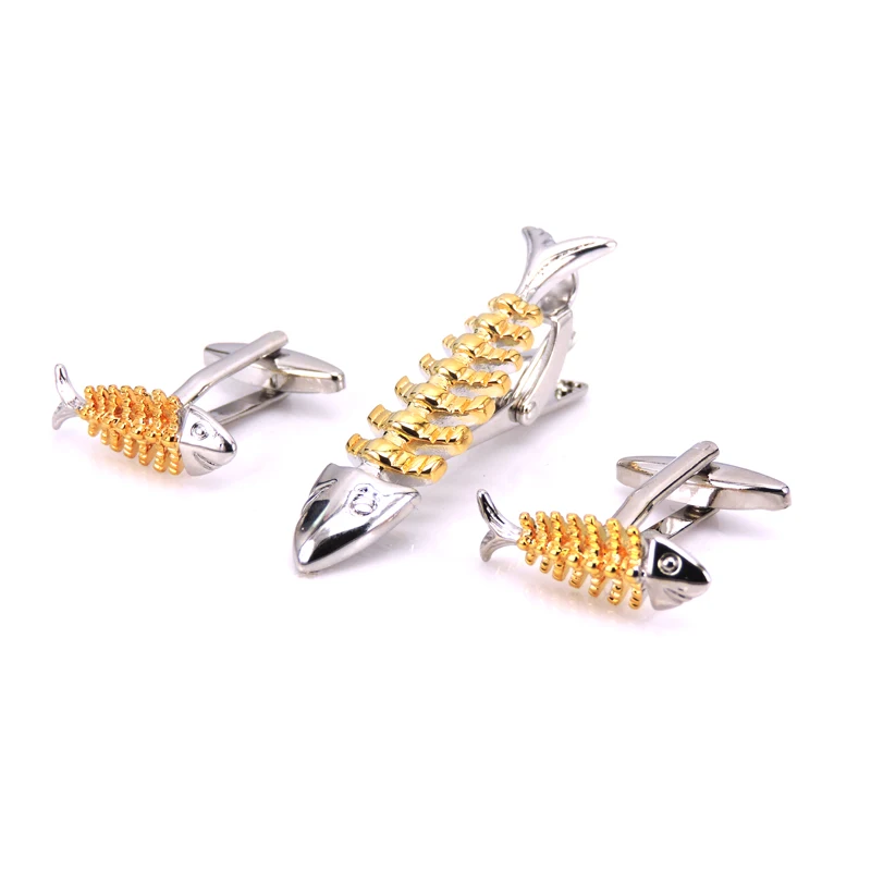 

The design style of high quality men's clothing brand Cufflinks tie clip gold fishbone tie clip, fashion, free delivery