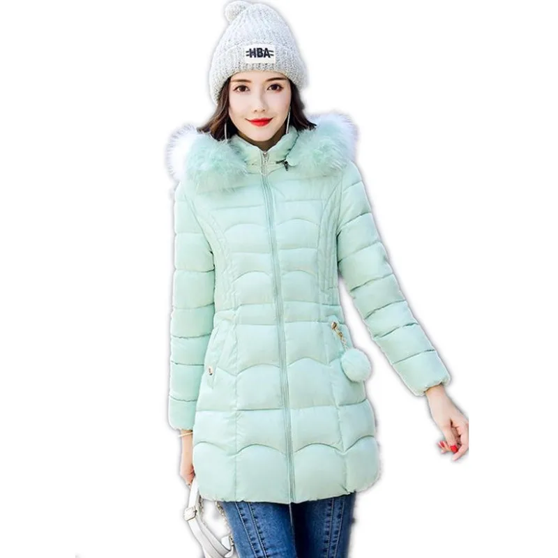

New 2019 Winter Hooded Fur Parkas Women Down Jacket Women Thick Snow Wear Winter Coat Lady Clothing Female Slim Parkas Q1011