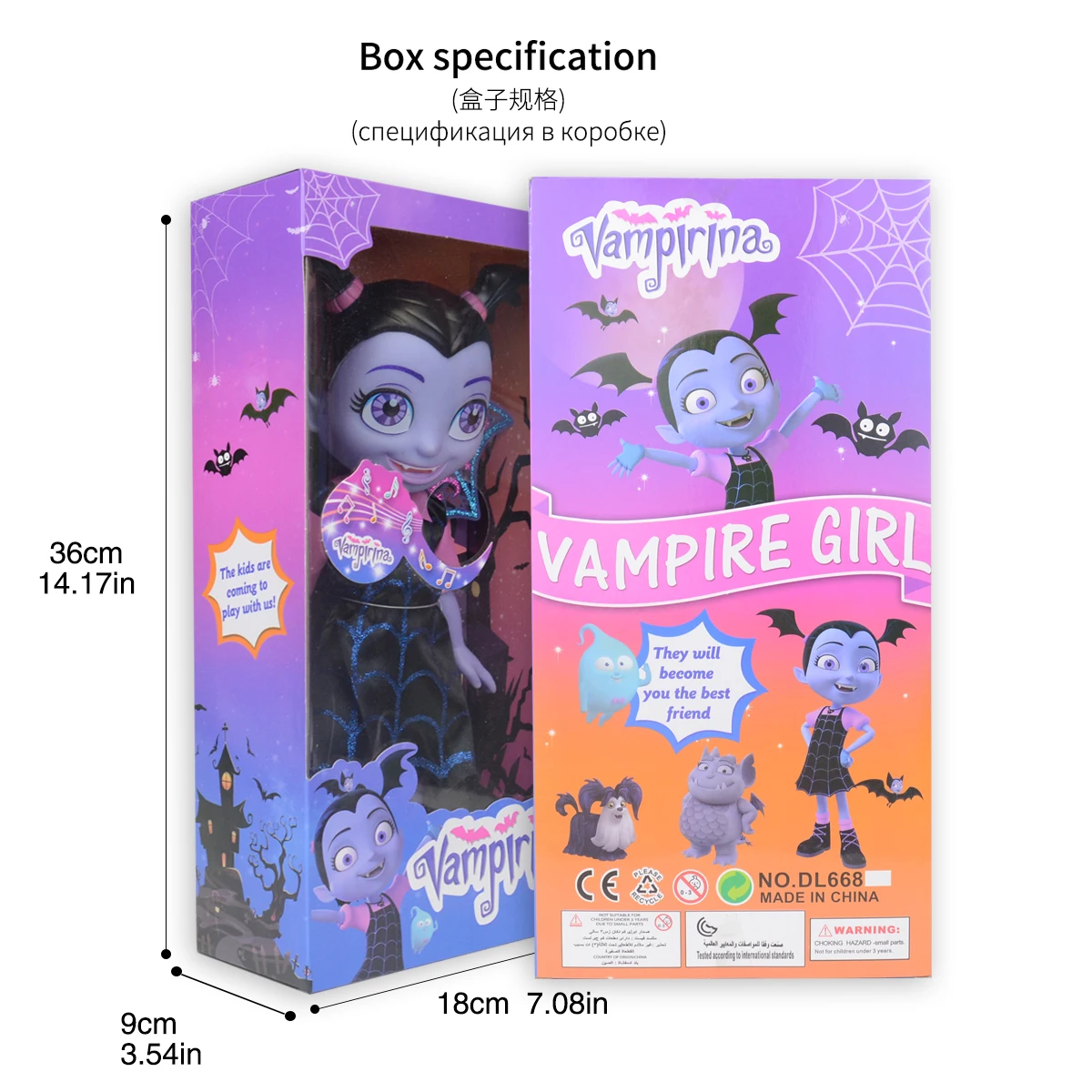 34 см игрушечные вампиры Junior Vampirina игрушки куклы с светильник и музыка игрушки вамп женщина-летучая мышь девочка Фигурка Игрушки для детей Brinquedos