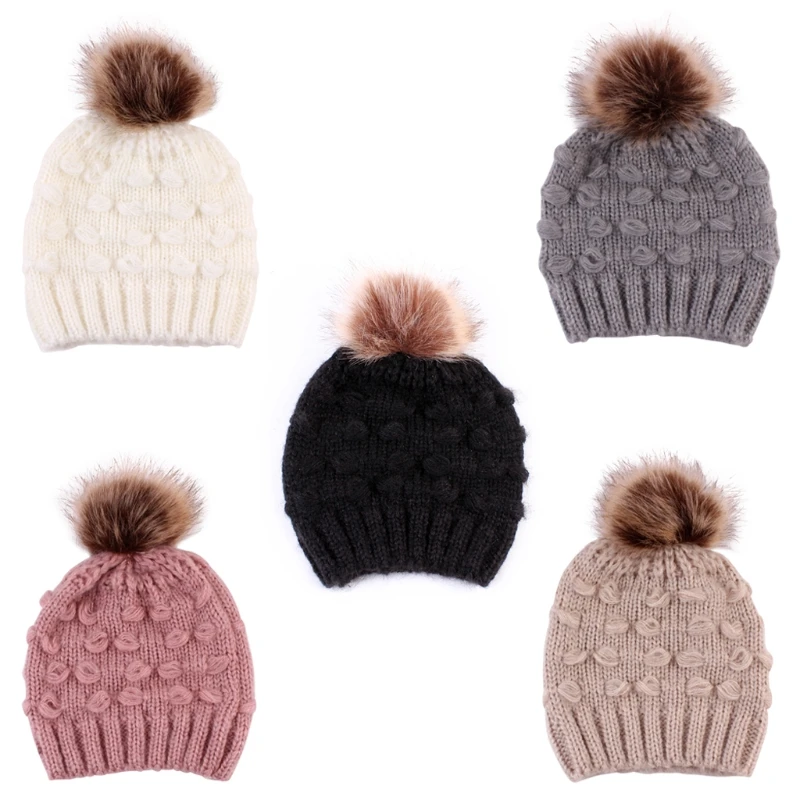 

1 Pc Newborn Baby Boy Girls Kids Warm Hat Fur Pom Bobble Knit Crochet Beanie Cap Hot Selling