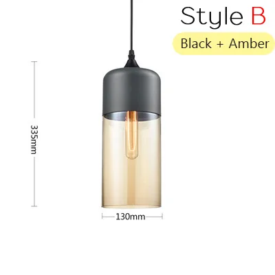 Современный простой металлический промышленный стеклянный подвесной светильник Лофт барная стойка столовая индивидуальная креативная стеклянная потолочная Подвесная лампа - Цвет корпуса: B-Black-amber