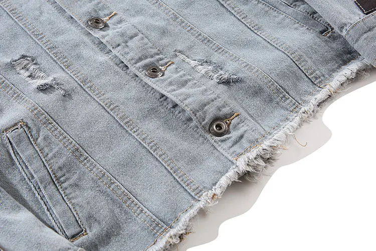 Camouflage Patchwork Ripped Denim Jacket 3