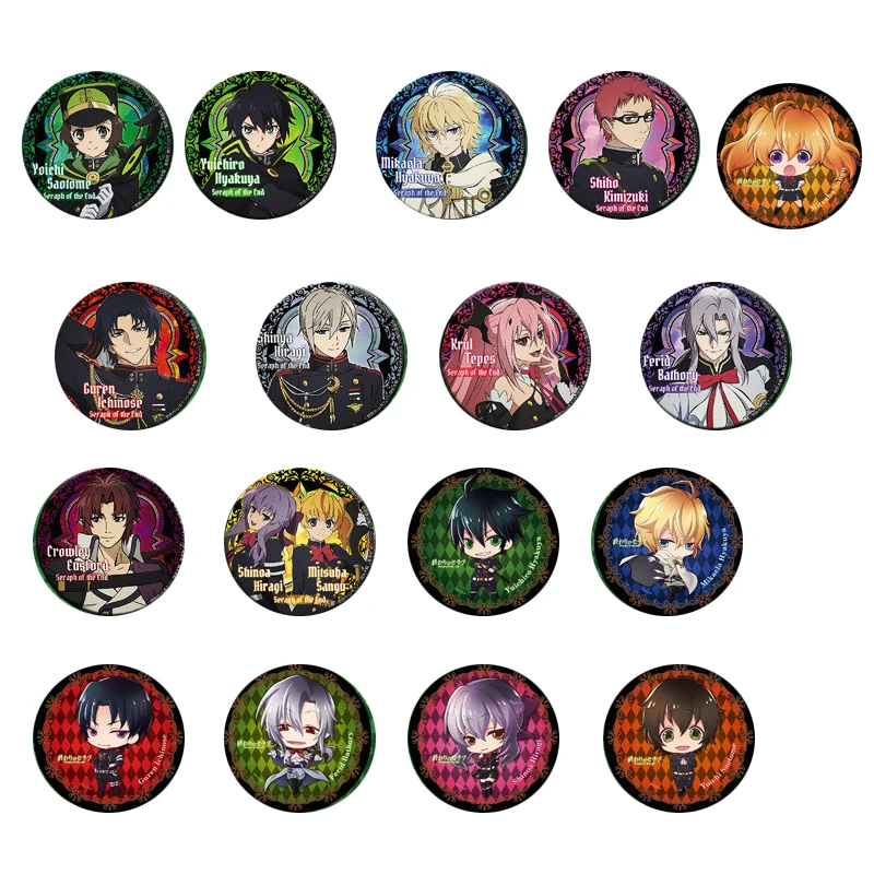 

1pcs 24styles 58MM Anime Badge Seraph of the end Hiiragi Shinoa Yuichiro Serafu Badge BADGE BROOCH Badges Pins Anime Fans
