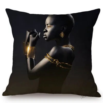 Красивая африканская девушка черная красота Vogue модный постер чехол для дома декоративная диванная наволочка для подушки хлопок льняная наволочка для подушки - Цвет: T297-4