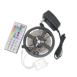 RGB 3528 SMD не водонепроницаемый 300 светодиодный 12 В гибкий свет 60 светодиодный/м Светодиодная лента + 44 Ключ ИК-пульт + 12 В 2A источник питания