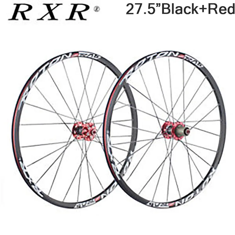 Колеса для горных велосипедов 2" 27,5" 2" углеродная велосипедная ось для колес из углеволокна комплект велосипедных колес 7-11 s алюминиевый барабан колеса Тормозные колеса - Цвет: Black Red-27.5