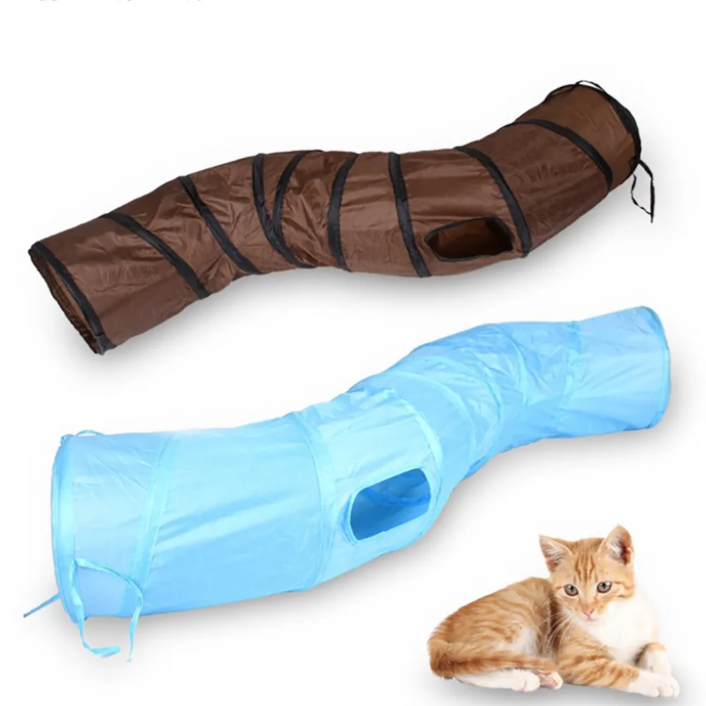 Топ Мода "S" Забавные Pet туннель Cat играть туннель коричневый складной 1 отверстия Cat Tunnel 0515