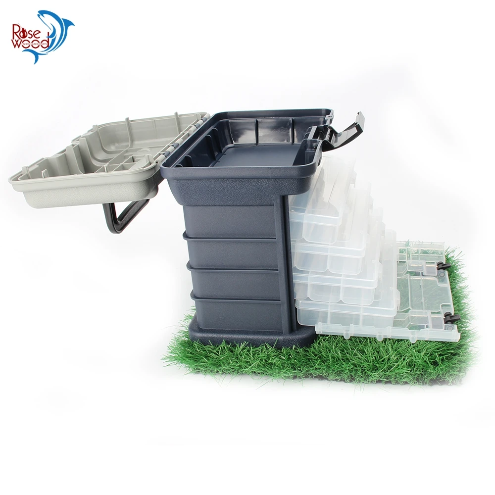 

RoseWood Plastic Storage Organizer Box Multi-Layer Fishing Lures Baits Tackle Case Waterproof With Removable Dividers