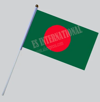 

Bangladesh Hand Flag National Hand Flag 14*21cm Polyester Small Size Flying Banner Custom Hand flag