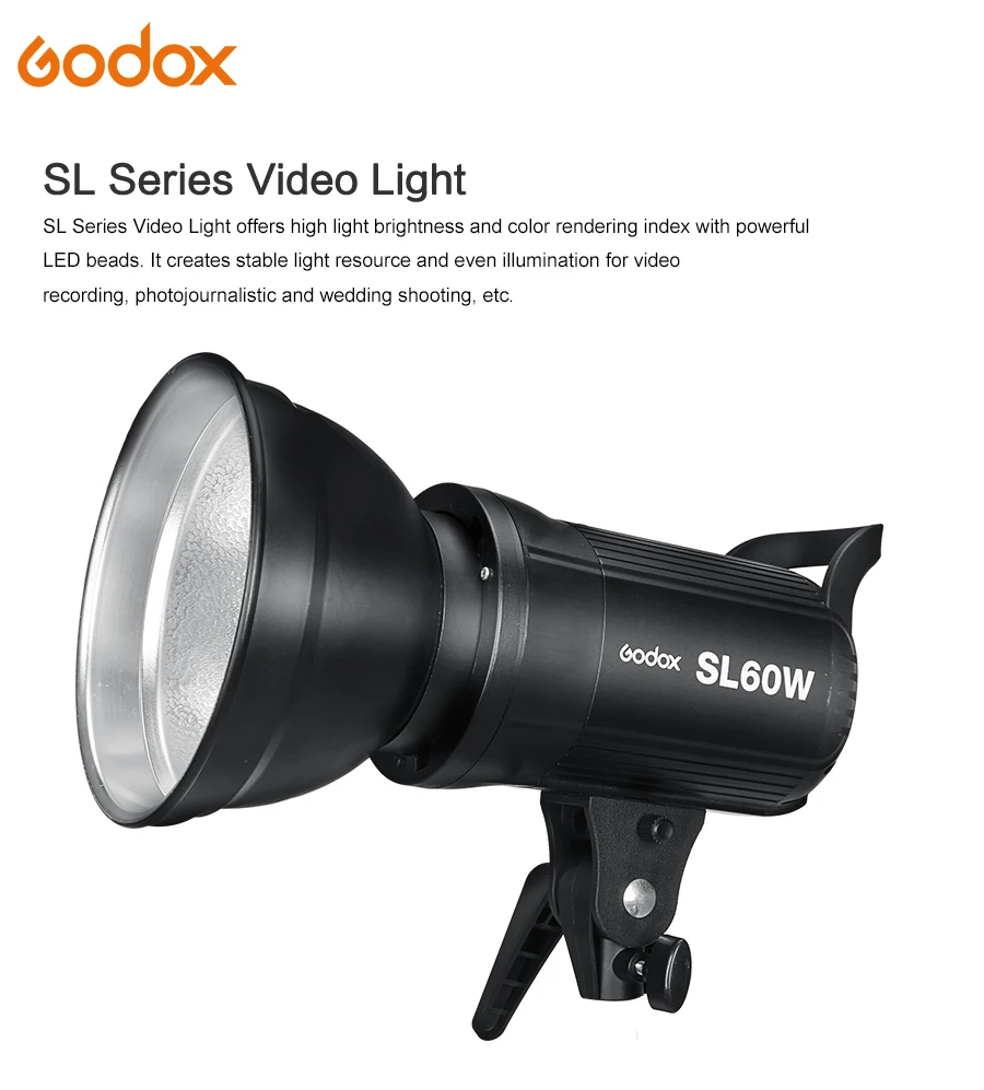 2x Godox SL-60W 60Ws 5600K Studio LED Continuous Photo Video Light+ 2x 1.8m Light Stand+ 2x 60x90cm Softbox LED Light Kit