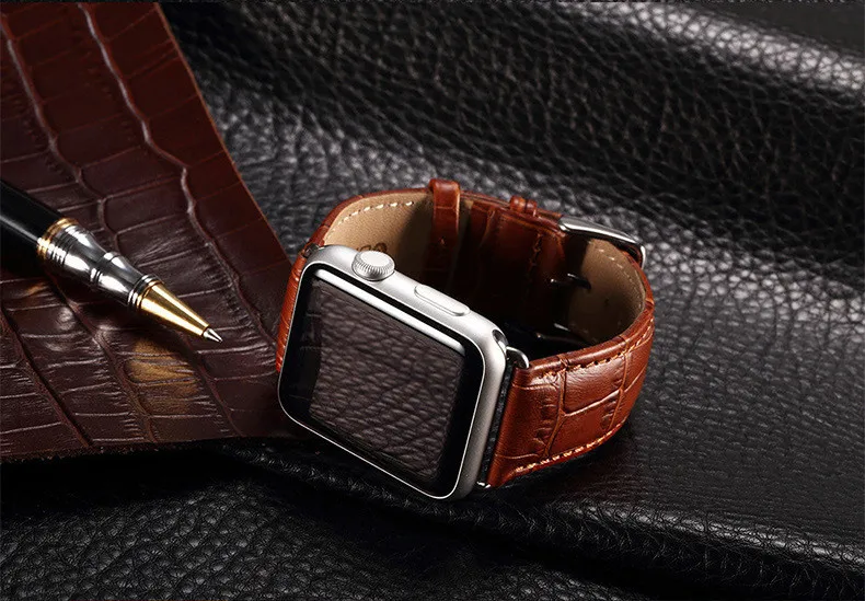 Кожаный ремешок для apple watch band apple watch 5 4 3 band 44 мм/40 мм correa iwatch 5 4 3 42 мм/38 мм браслет из бамбука ремешок для часов