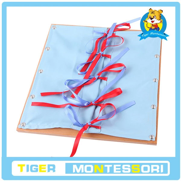 

wholesale professional montessori material wooden educational toy botany puzzle Ribbon Tying Dressing Frame