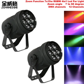

Free Shipping 2pcs/Lot Zoom 7x15w 4in1 Led par Light RGBW Zoom Function 7-60 Degree DMX Par Can