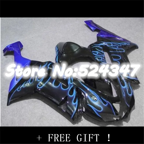 Синий Пламя Черный обтекателя Для KAWASAKI Ninja ZX6R 07 08 ZX-6R 07-08 ZX 6R 2007 2008 636 08-эй для ниндзя
