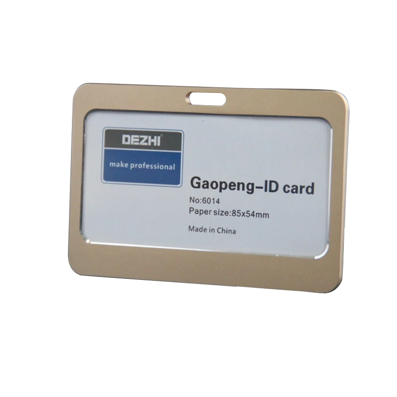 Genuine DEZHI Aluminum Alloy Employee Id Card Information card Holders Customize Logo Metal Badge Holder - Цвет: H gold no rope